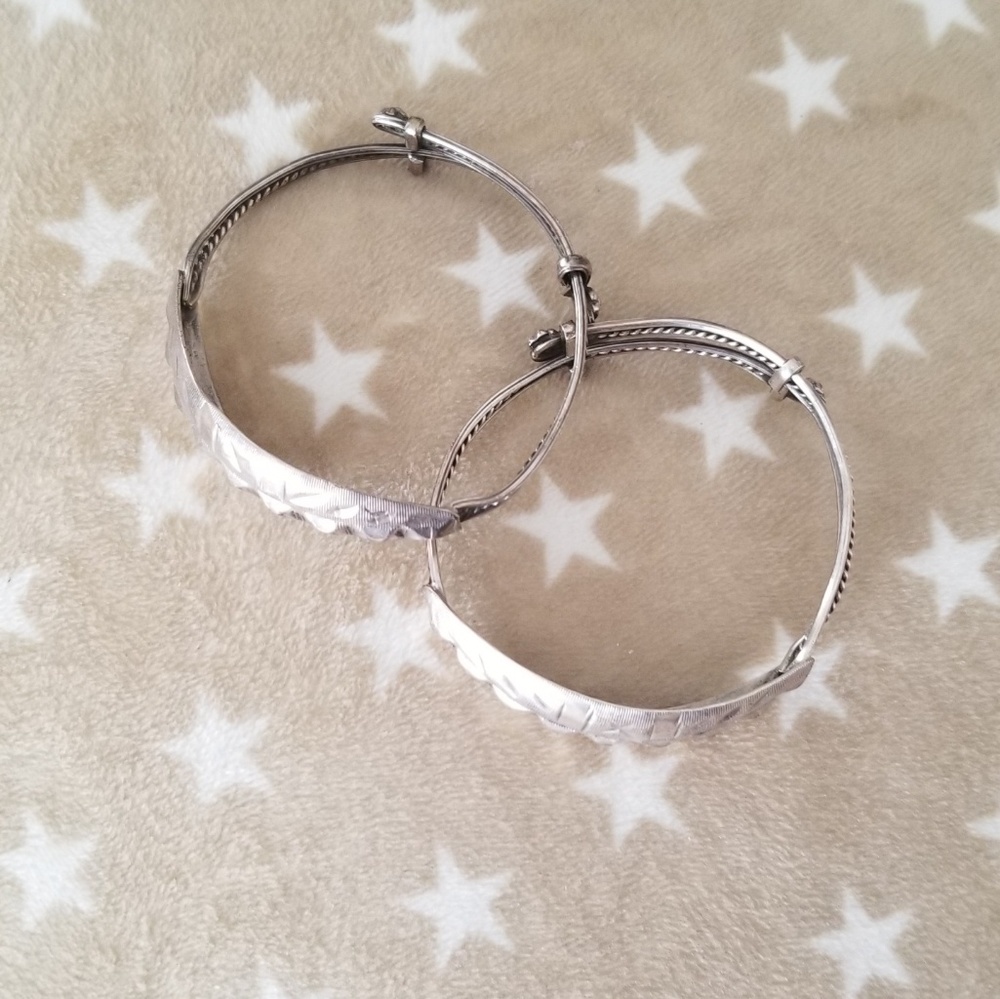 antique silver adjustable child bracelet pair